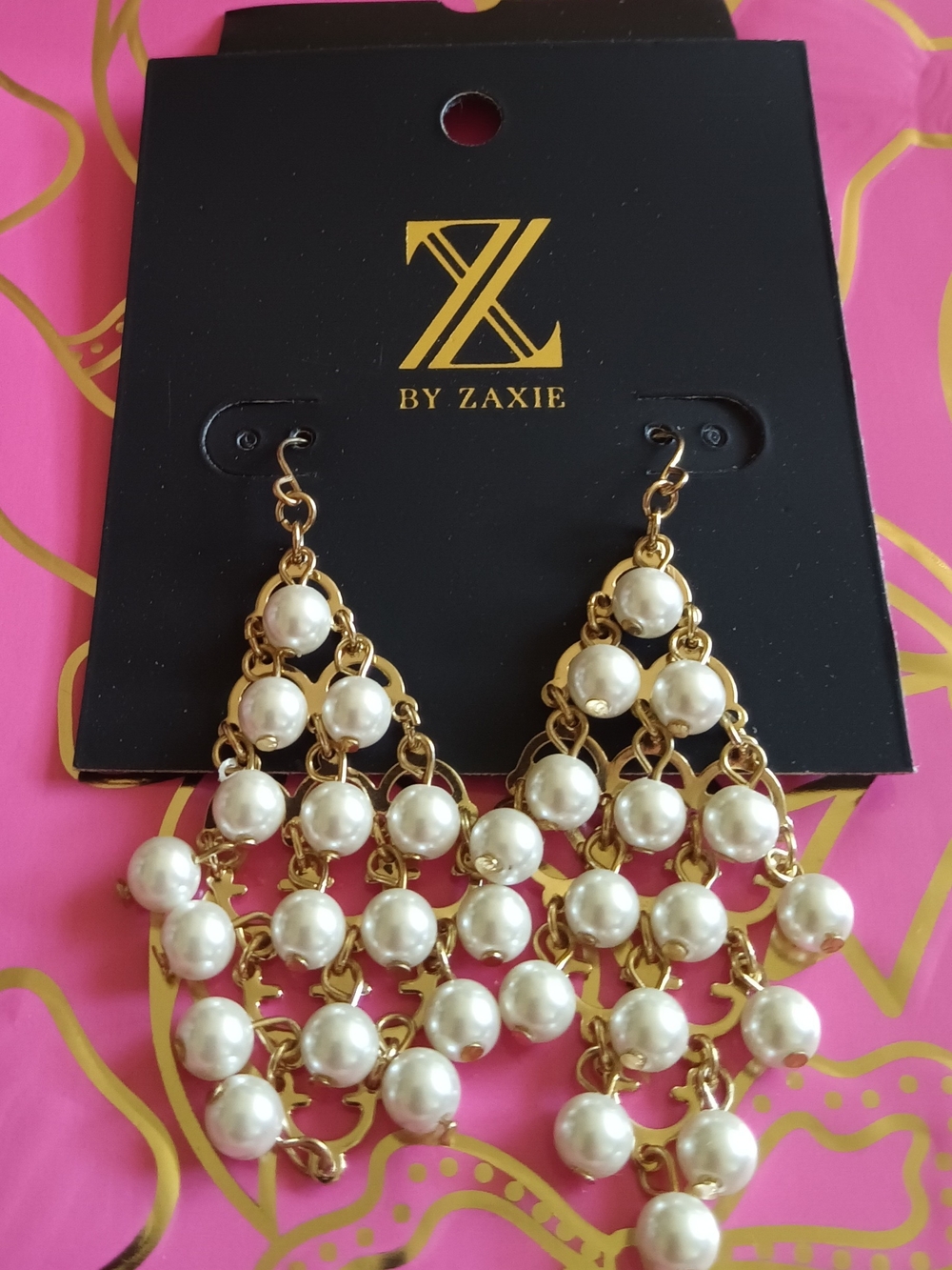 ZAXIE FAUX PEARL DANGLE EARRINGS